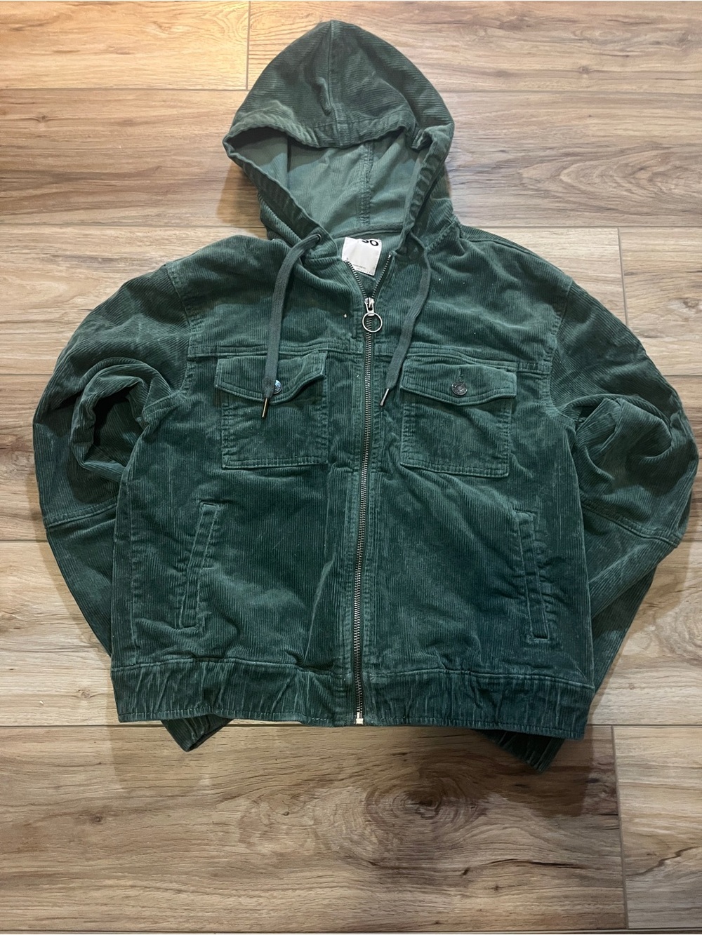 SO Forest Green Corduroy Hooded Zip Jacket
